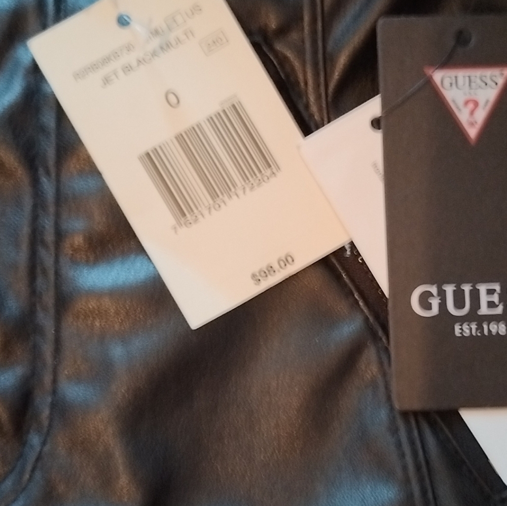 NWT Guess Faux Leather High-Waist Black Skinny Pants - 0/XS - Picture 4 of 6